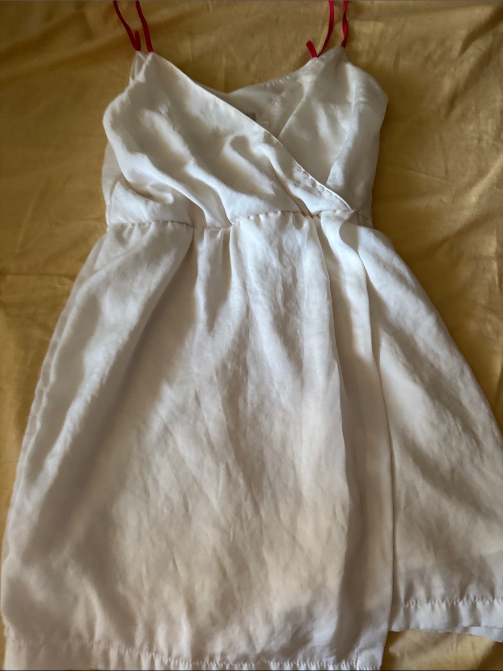 Zara White Mini Dress with Red Straps